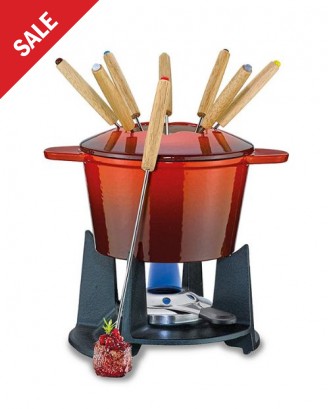 Set fondue pentru 8 persoane, din fonta, rosu, Grenoble Spring - KUCHENPROFI